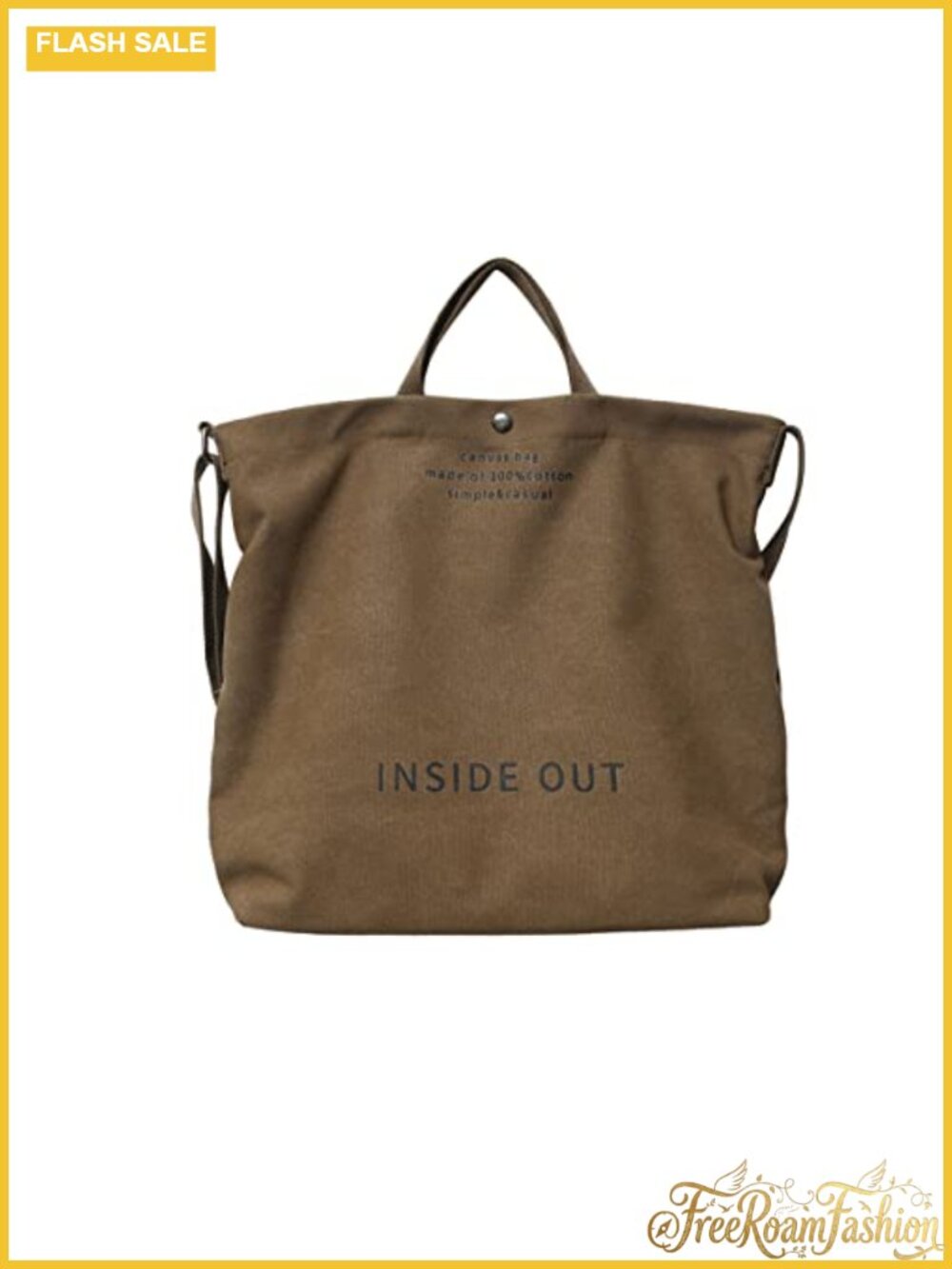 Canvas Tote Crossbody Shoulder Bag Magnetic Closure Letter Print Handbag